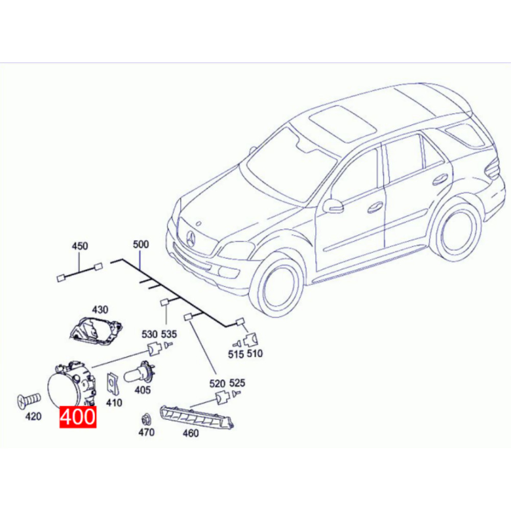 Mboem Front Fog Lamp (2048202156) for Mercedes-Benz CL600 Base 5.5L V12 - Gas 2003 - 2014