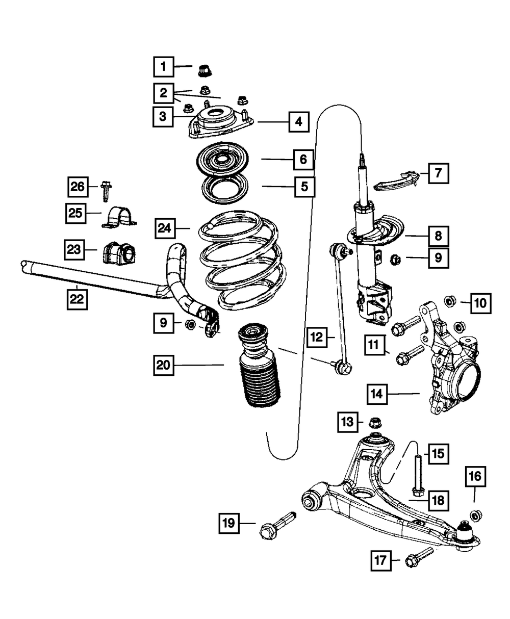 Mopar Front Suspension Strut, Right for Jeep models