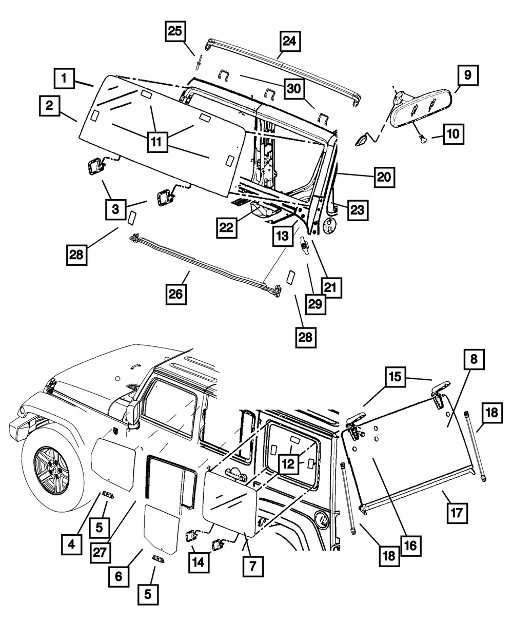 Mopar Lift-Gate Glass Gas Cylinder for Jeep Wrangler 2011 - 2017