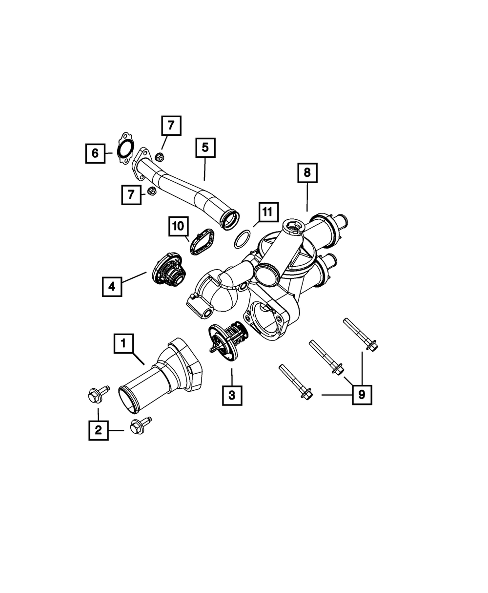 Mopar Engine Coolant Thermostat, Cylinder Head for Jeep Compass 2007 - 2017