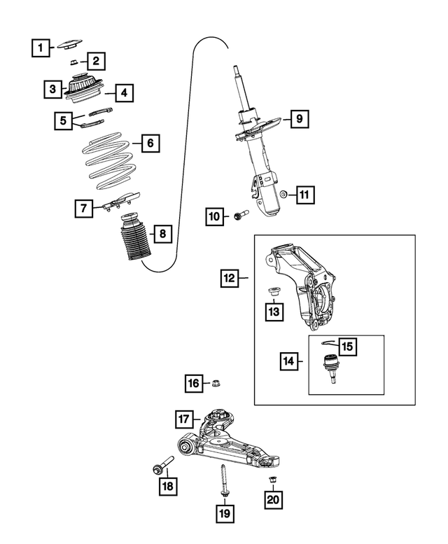 Mopar Knuckle Ball Joint Kit for Jeep Cherokee 2014 - 2015